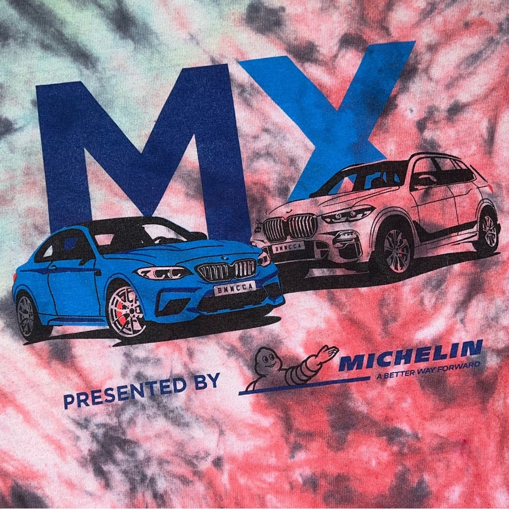 BMW Enthusiast Car Club Blue, Red Green Tie Dye Short Sleeve Shirt Size XL - Picture 4 of 10
